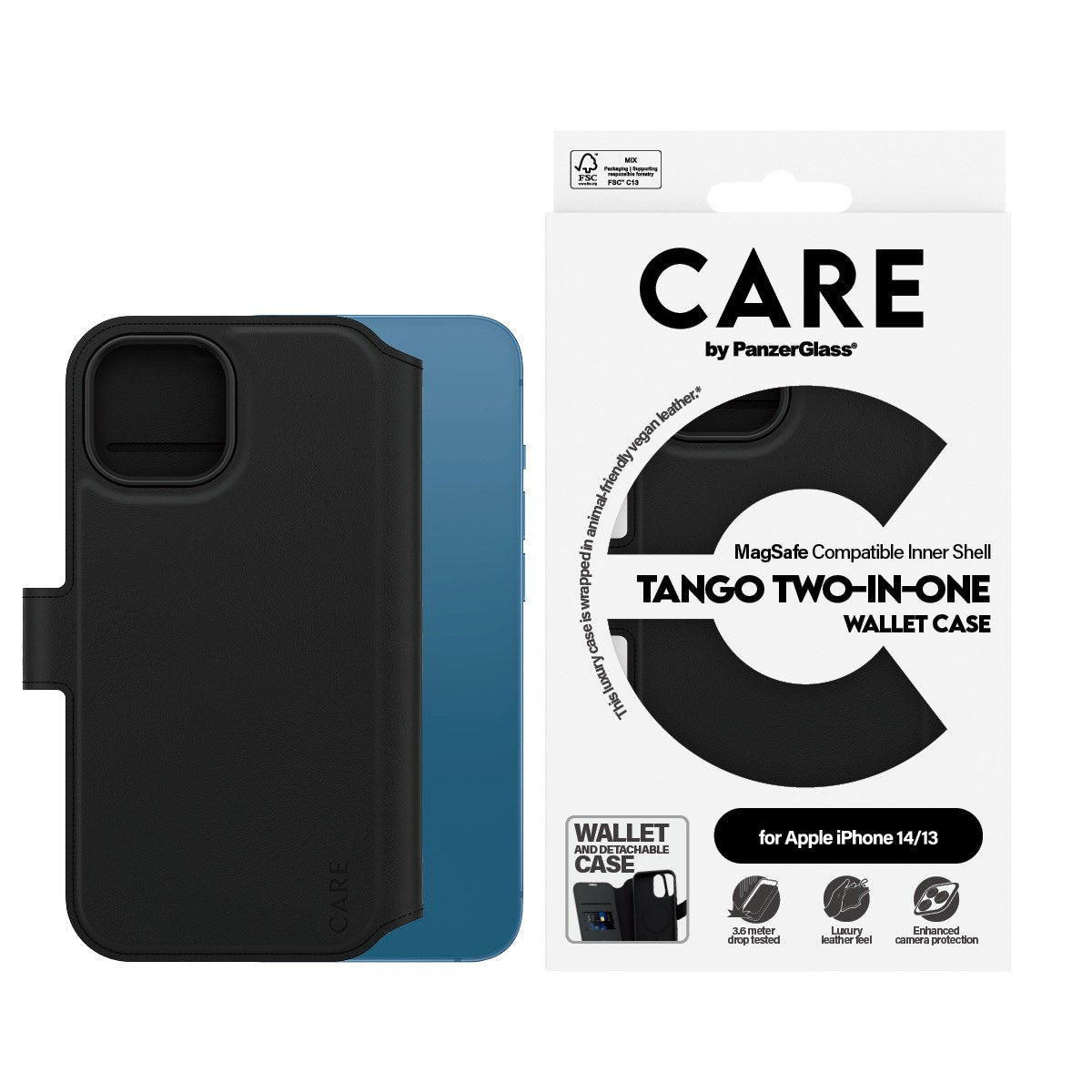 CARE by PanzerGlass® Tango Two-in-One Wallet Case m. MagSafe iPhone 14 | 13